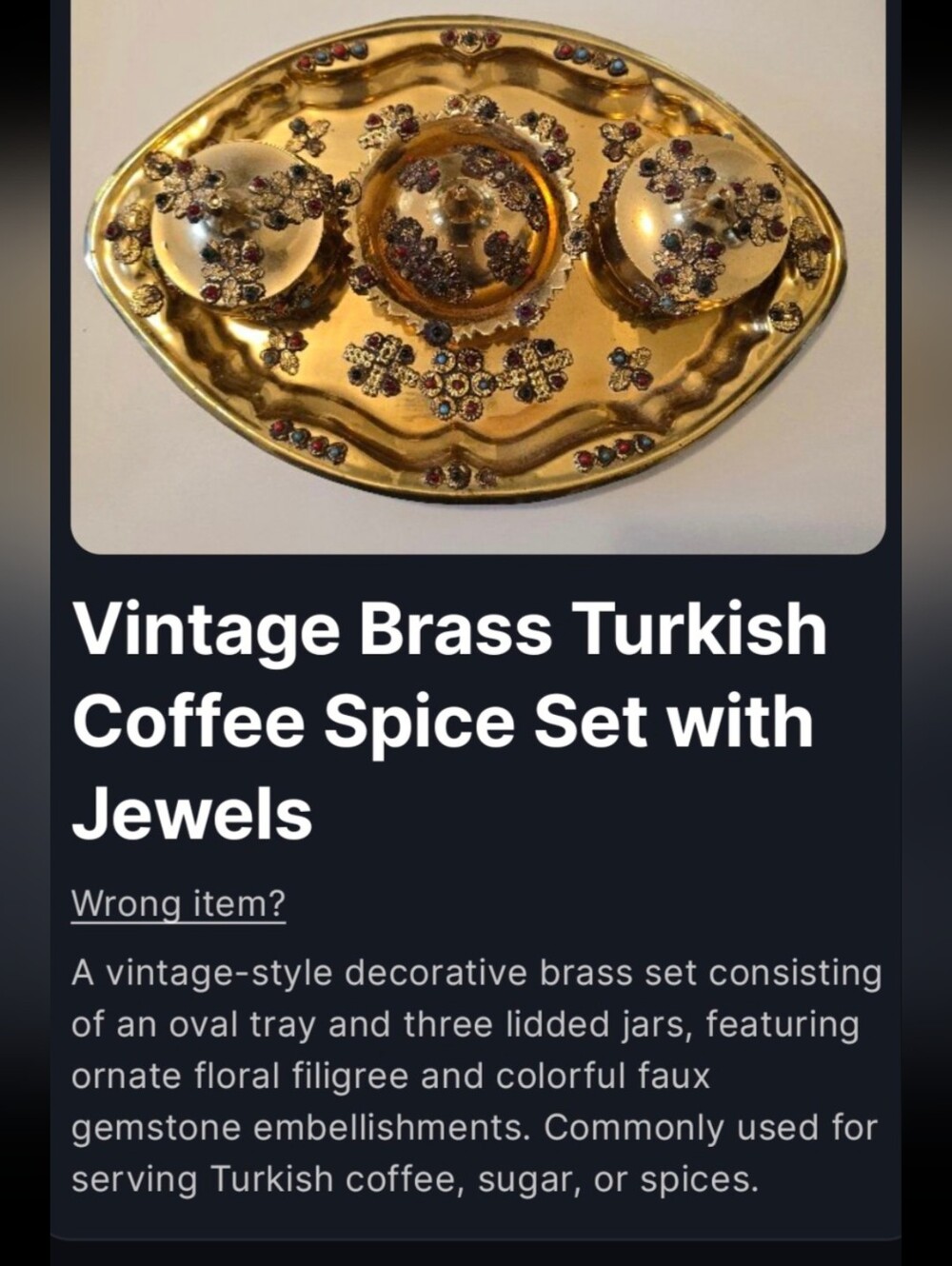 Vintage Gold Floral Serving Set with Tray